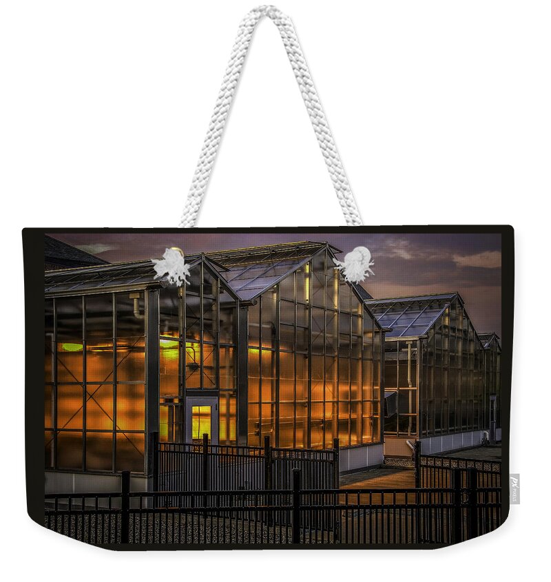 Greenhouse Weekender Tote Bag featuring the photograph Glowing Greenhouse by Phil Cardamone