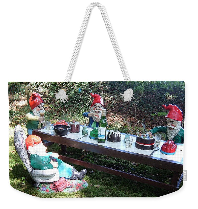 Gnomes Weekender Tote Bag featuring the photograph Gnome Cooking by Richard Brookes