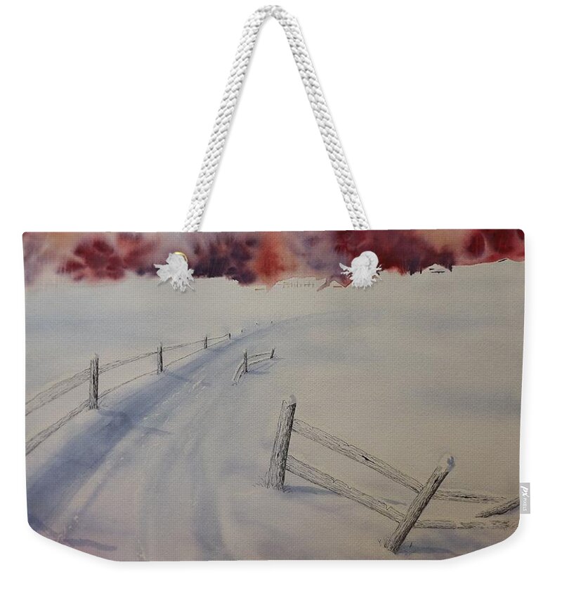 Snow Weekender Tote Bag featuring the painting Going Home by Richard Faulkner