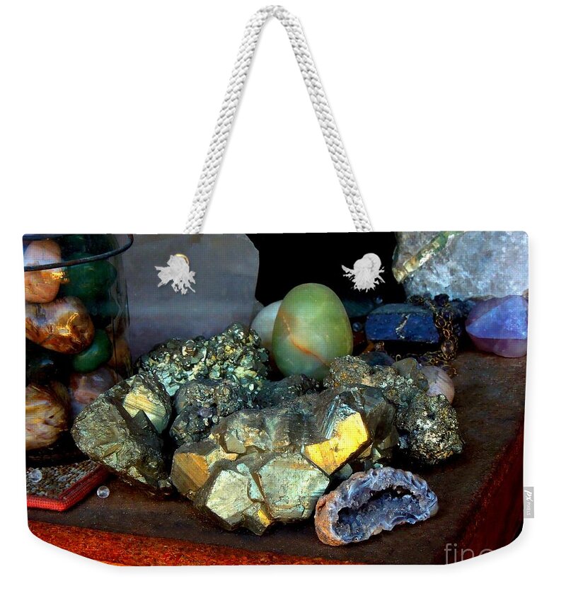  Weekender Tote Bag featuring the photograph Gold and Gemstones by Renee Trenholm