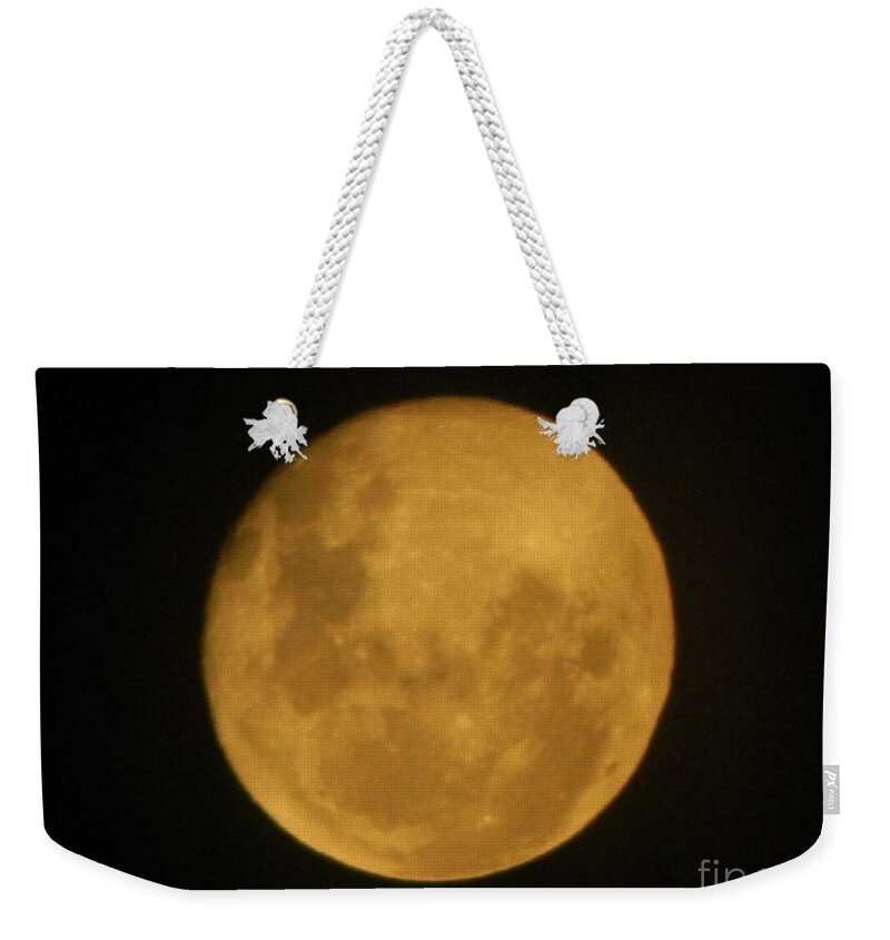 Harvest Moon Weekender Tote Bag featuring the photograph Golden Harvest Moon by Gallery Of Hope 