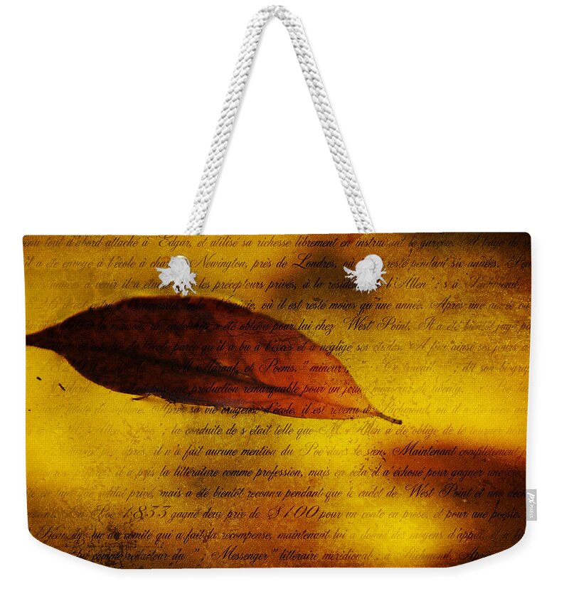 Texture Weekender Tote Bag featuring the photograph Golden Leaf 1 by Jenny Rainbow