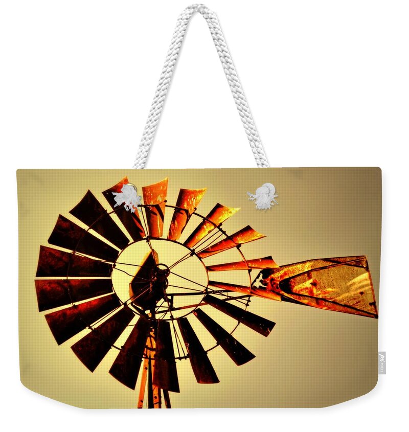 Windmill Weekender Tote Bag featuring the photograph Golden Light Windmill by Marty Koch