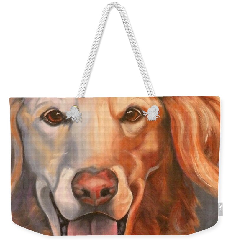 Dogs Weekender Tote Bag featuring the painting Golden Retriever Till There Was You by Susan A Becker
