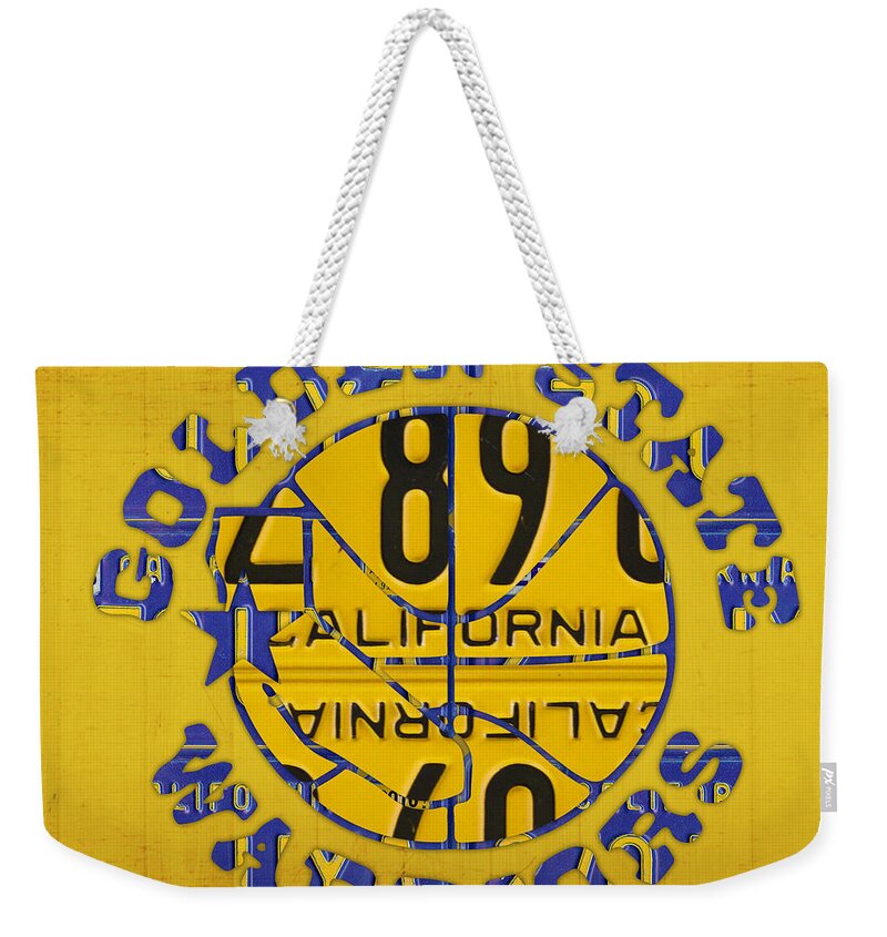 Golden State Warriors Basketball Team Retro Logo Vintage Recycled California License Plate Art Tote Bag (16 x 16) by Design Turnpike