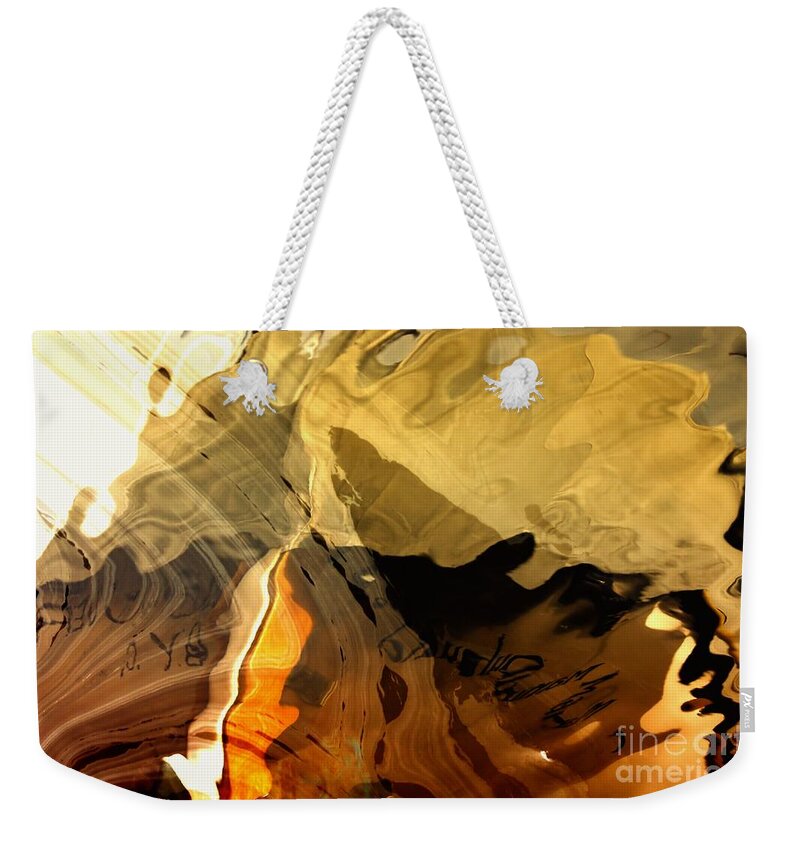 Abstract Weekender Tote Bag featuring the photograph Golden Words to Whisper by Lauren Leigh Hunter Fine Art Photography