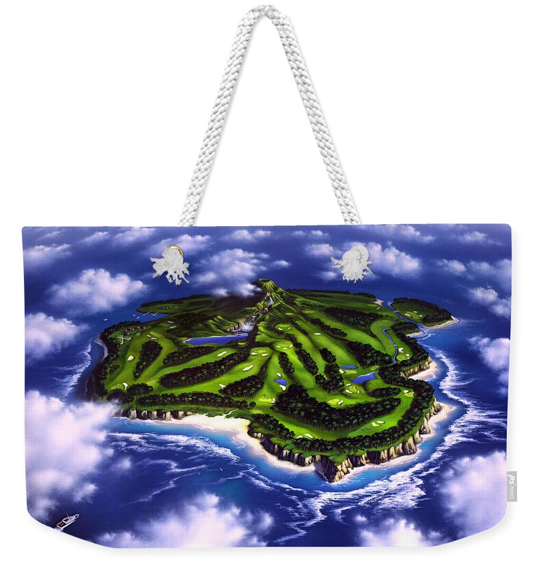 Golf Weekender Tote Bag featuring the painting Golfer's Paradise by Jerry LoFaro