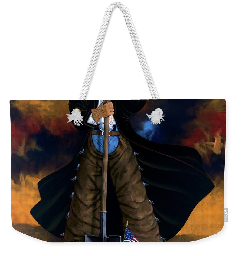 Cowgirl Weekender Tote Bag featuring the painting Gone Too Soon by Lance Headlee