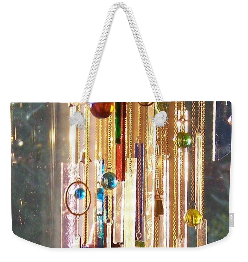 Stained Glass Weekender Tote Bag featuring the glass art Good Morning Sunshine - Sun Catcher by Jackie Mueller-Jones