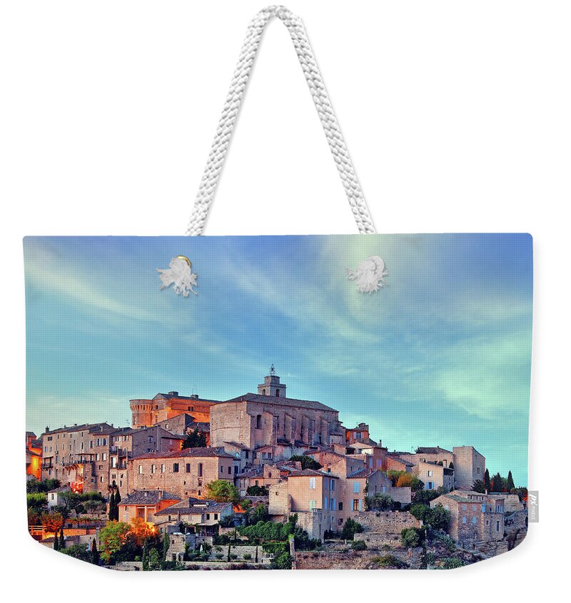 Built Structure Weekender Tote Bag featuring the photograph Gordes In Provence by Mammuth