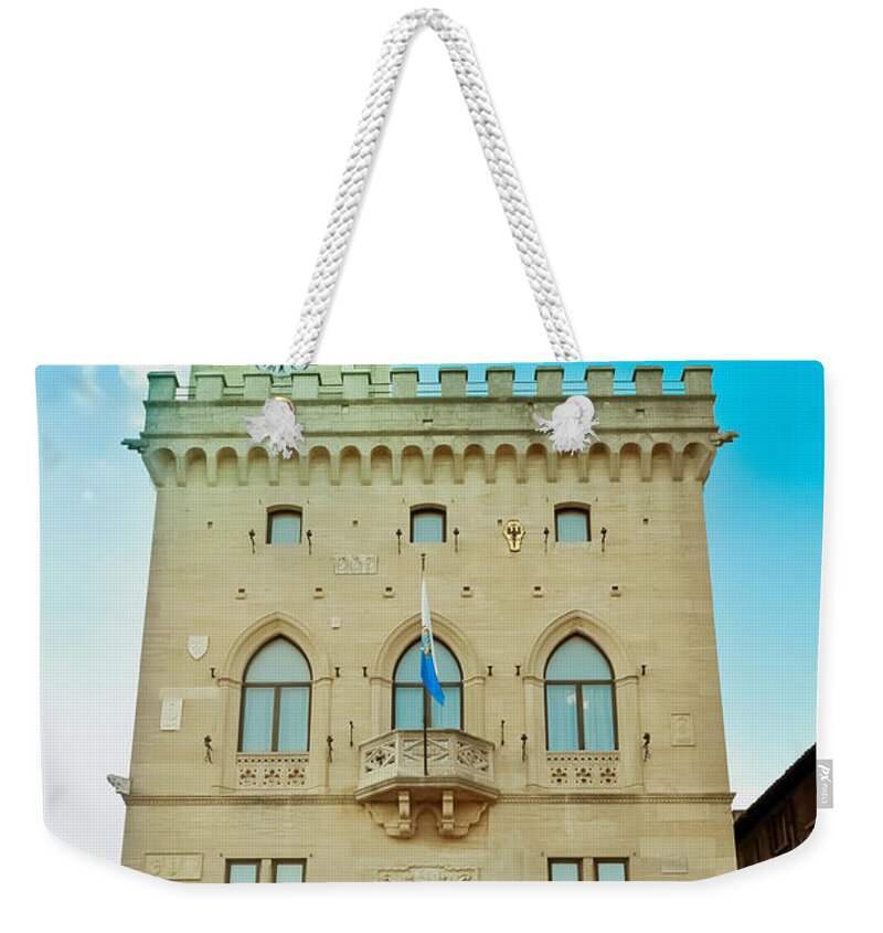 Arch Weekender Tote Bag featuring the photograph Government Seat Of San Marino Palazzo by Sir Francis Canker Photography