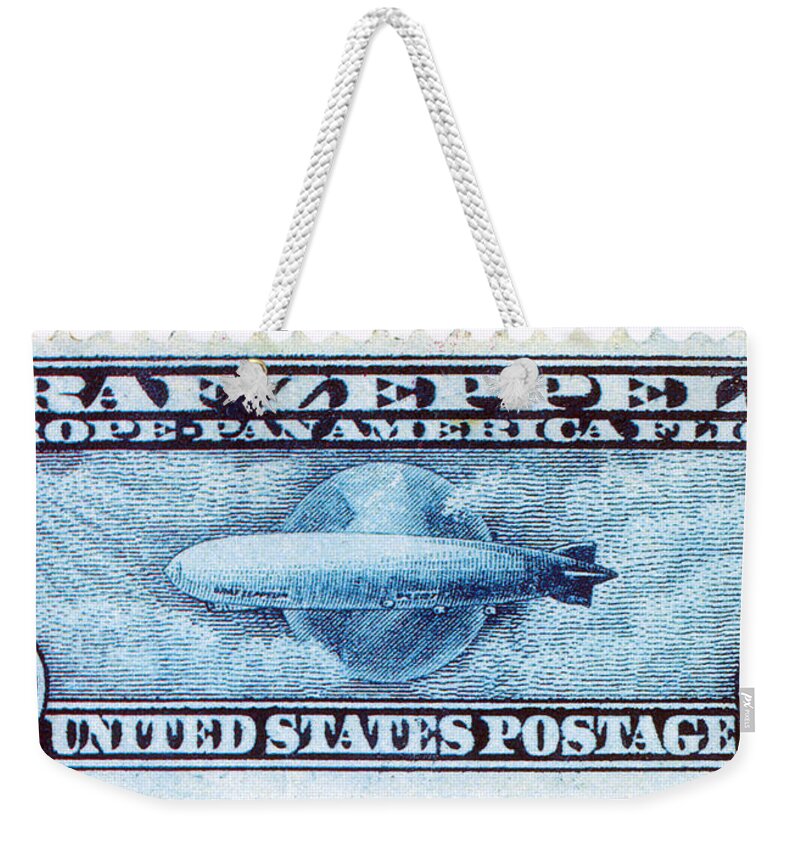 Philately Weekender Tote Bag featuring the photograph Graf Zeppelin, U.S. Postage Stamp, 1930 by Science Source