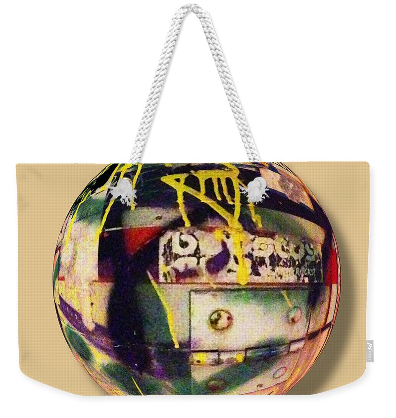 Circle Weekender Tote Bag featuring the painting Graffiti Orb 2 by Tony Rubino