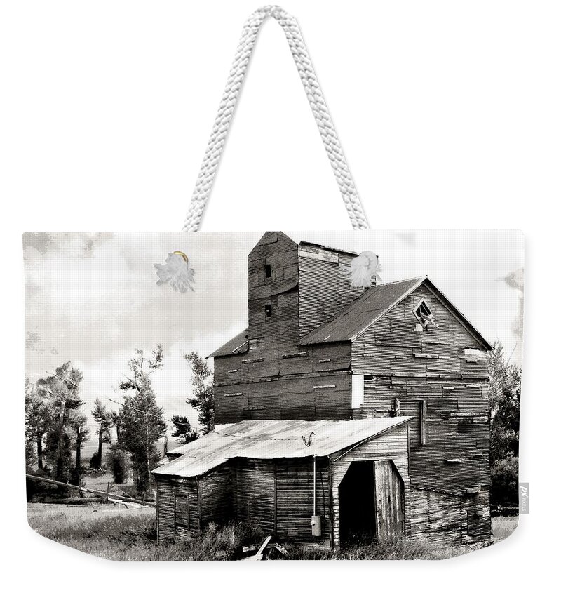 Old Building Weekender Tote Bag featuring the photograph Grain Elevator BW by Marty Koch