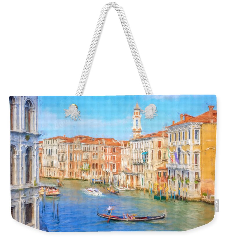 Italy Weekender Tote Bag featuring the photograph Painted effect - Grand Canal Venice by Sue Leonard
