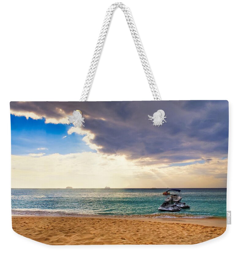 Caribbean Weekender Tote Bag featuring the photograph Grand Cayman Sun by Lars Lentz