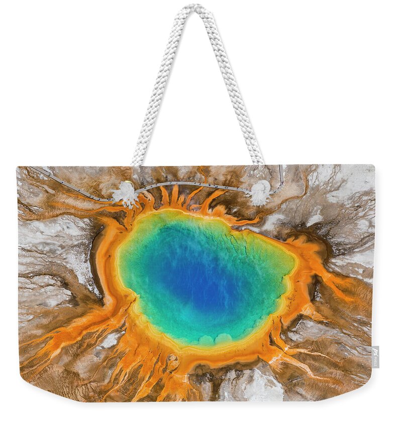 Natural Pattern Weekender Tote Bag featuring the photograph Grand Prismatic Spring, Yellowstone by Peter Adams