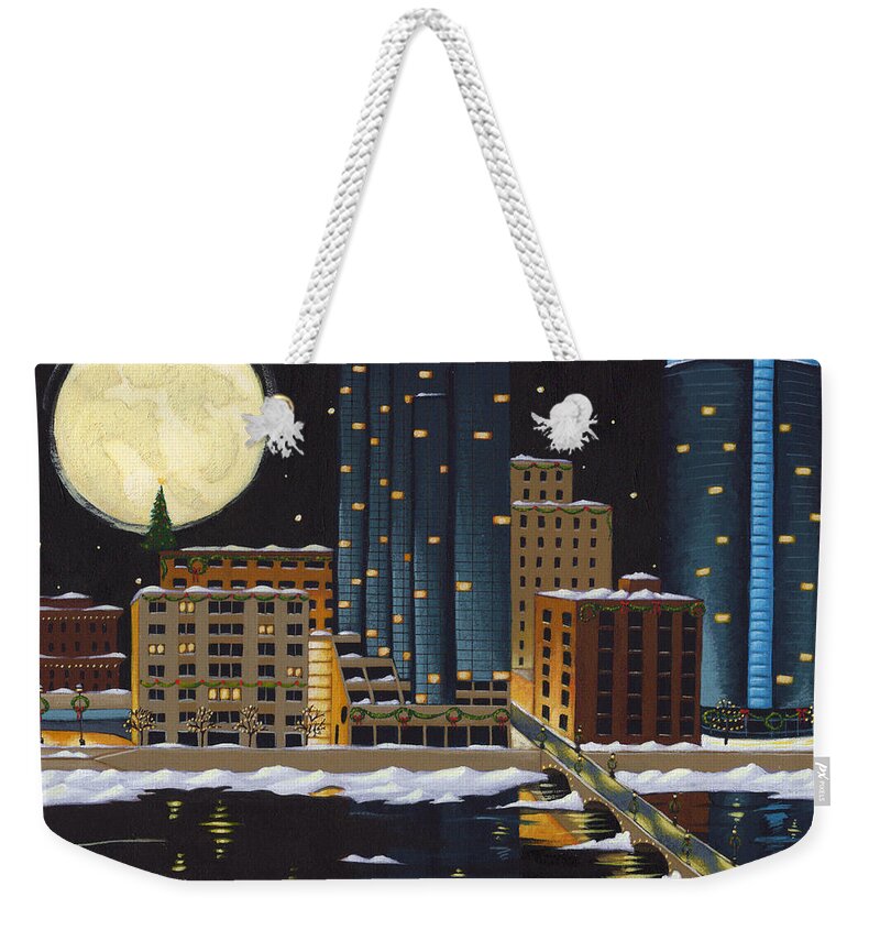 Grand Rapids Weekender Tote Bag featuring the painting Grand Rapids by Christy Beckwith