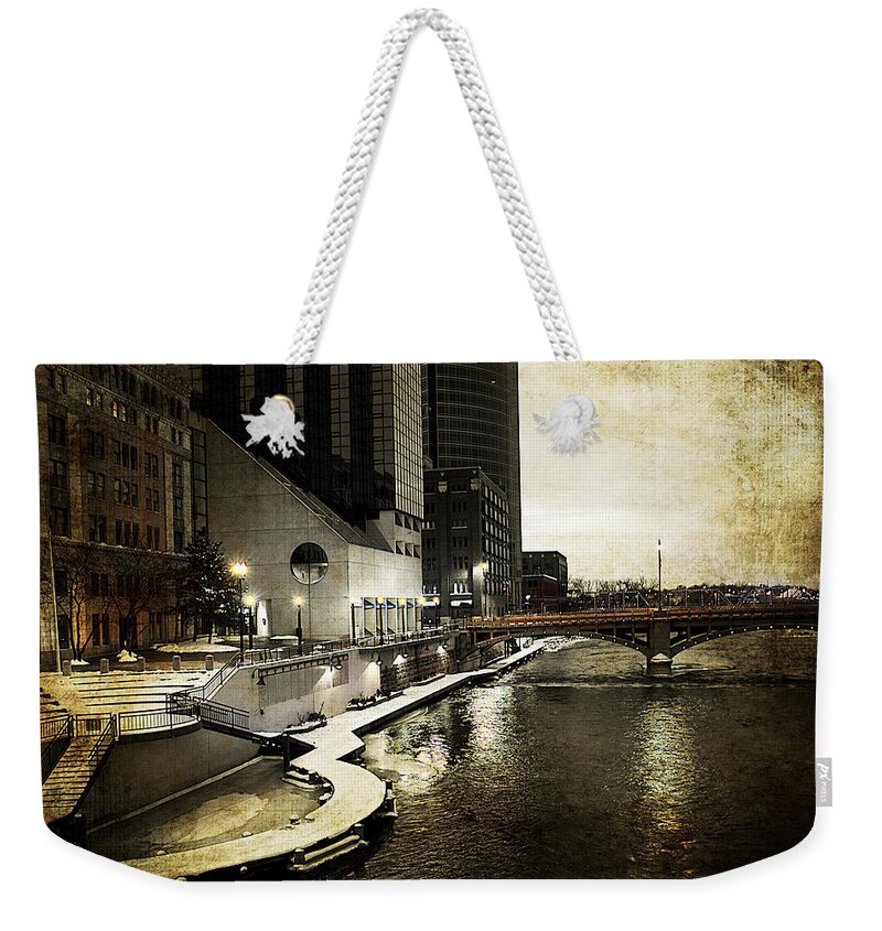 Evie Weekender Tote Bag featuring the photograph Grand Rapids Grand River by Evie Carrier