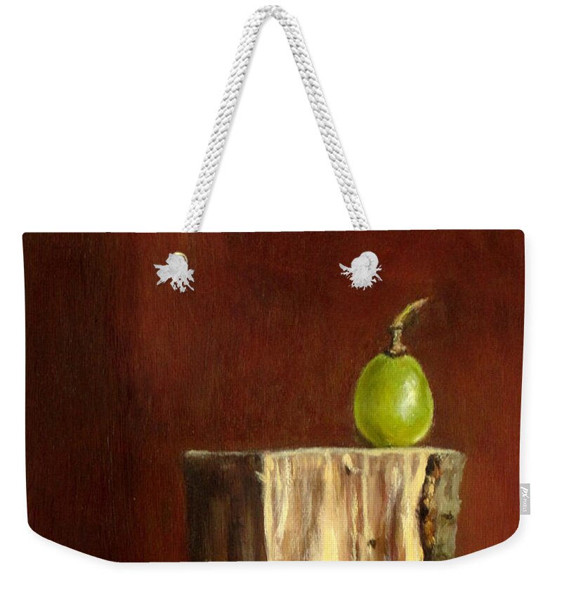 Grape Weekender Tote Bag featuring the painting Grape on Wood by Ulrike Miesen-Schuermann