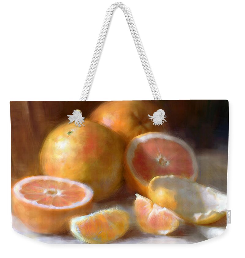 Grapefruit Weekender Tote Bag featuring the painting Grapefruit by Robert Papp