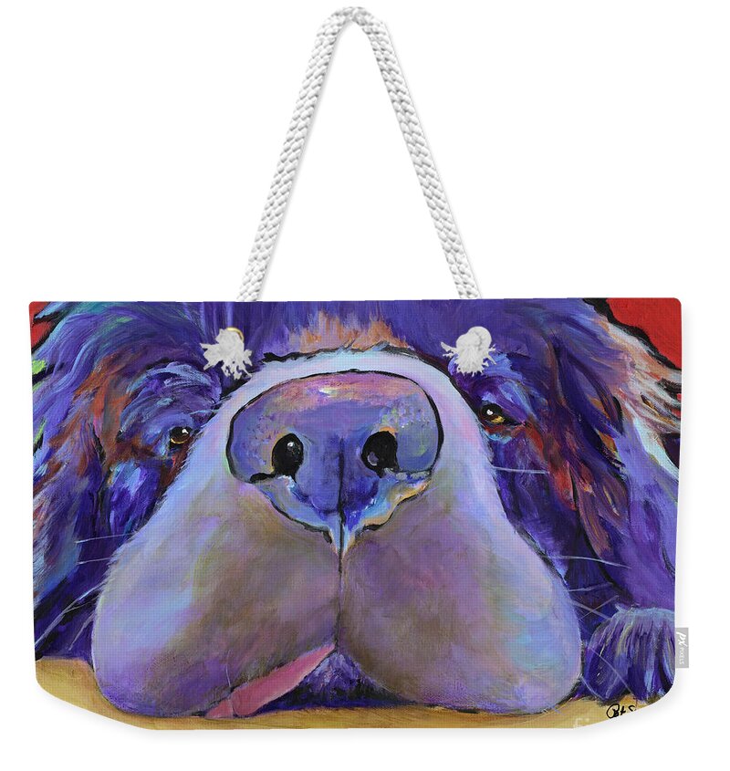 Pat Saunders-white Canvas Prints Weekender Tote Bag featuring the painting Graysea by Pat Saunders-White