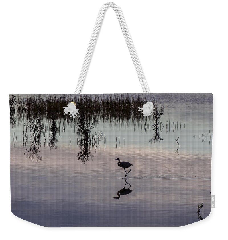 Bird Weekender Tote Bag featuring the photograph Great Blue Heron At Sundown by William Bitman