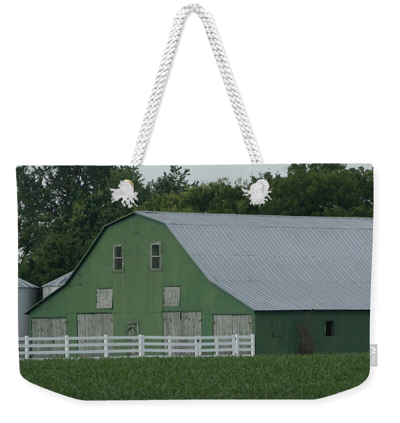 Barn Weekender Tote Bag featuring the photograph Kentucky Green Barn by Valerie Collins