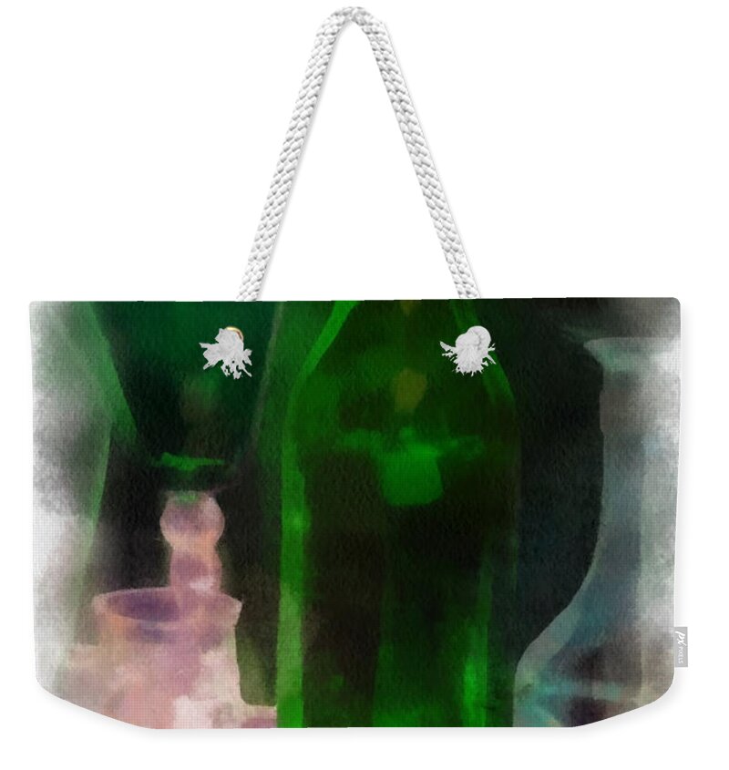 Bottle Weekender Tote Bag featuring the photograph Green Bottle Photo Art by Thomas Woolworth