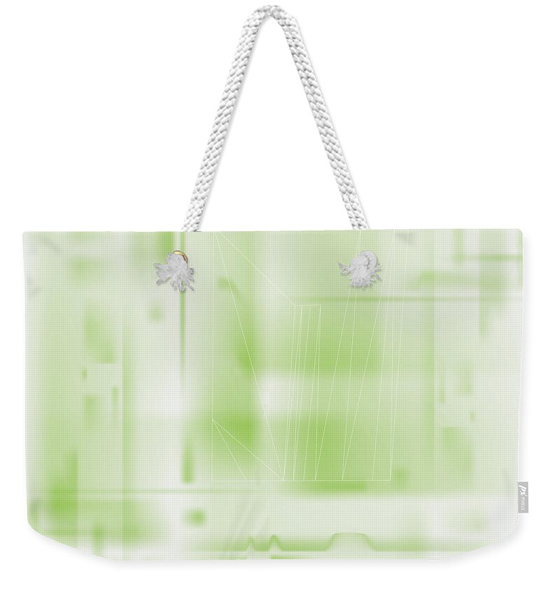 Green Weekender Tote Bag featuring the digital art Green Ghost City by Kevin McLaughlin