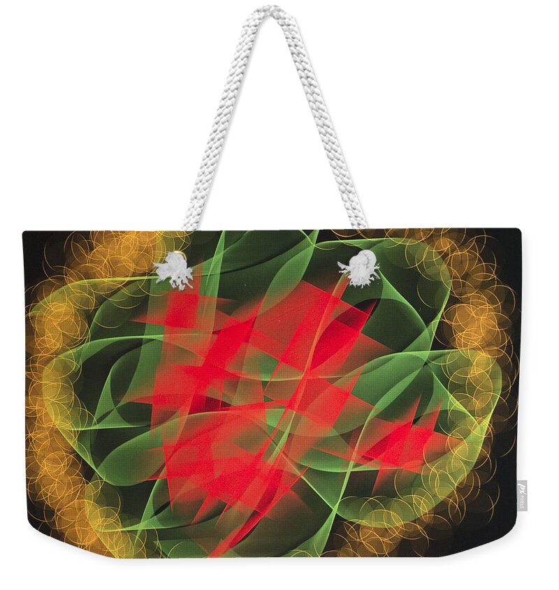 Green Red Gold Abstract Weekender Tote Bag featuring the digital art Green Red Gold Abstract by Barbara Snyder