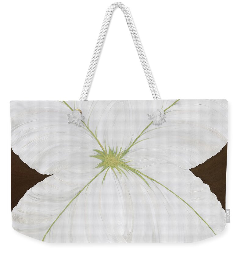 Flower Weekender Tote Bag featuring the painting Green Spice by Tamara Nelson