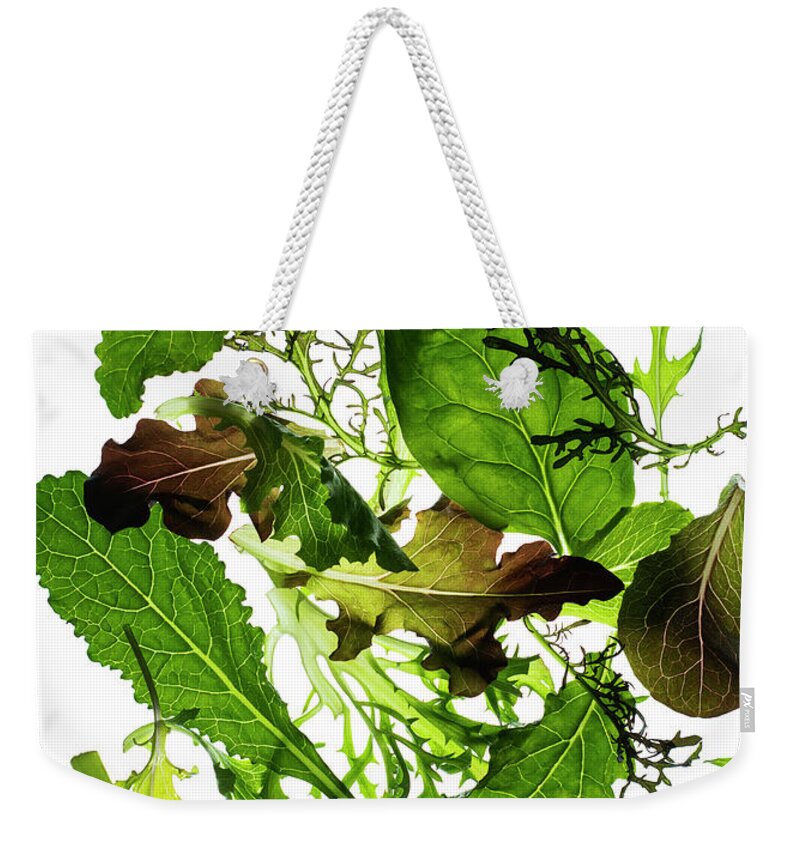 White Background Weekender Tote Bag featuring the photograph Greens On White by Jack Andersen