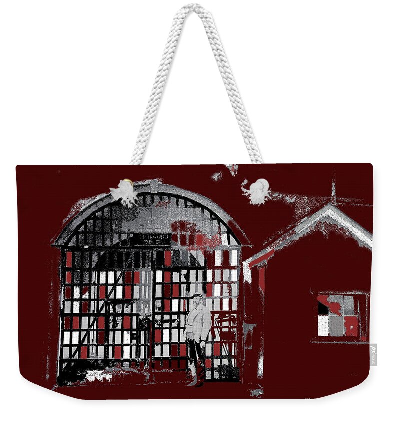 Guard B.f. Hartlee Front Entrance Yuma Territorial Prison No Date-2013 Weekender Tote Bag featuring the photograph Guard B.F. Hartlee front entrance Yuma Territorial Prison no date-2013 by David Lee Guss
