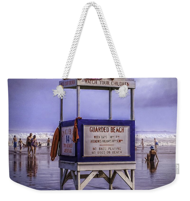 Lifeguard Weekender Tote Bag featuring the photograph Guarding the Beach by Nick Zelinsky Jr