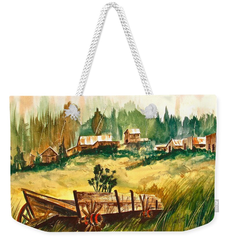 Ashcroft Weekender Tote Bag featuring the painting Guess We'll Settle Here III by Frank SantAgata