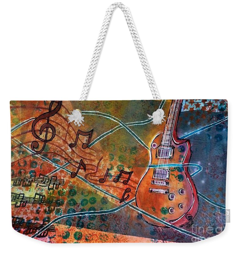 Guitar Weekender Tote Bag featuring the painting Guitar Melody by Claire Bull