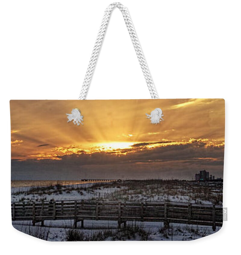 Palm Weekender Tote Bag featuring the digital art Gulf Shores From Pavilion by Michael Thomas