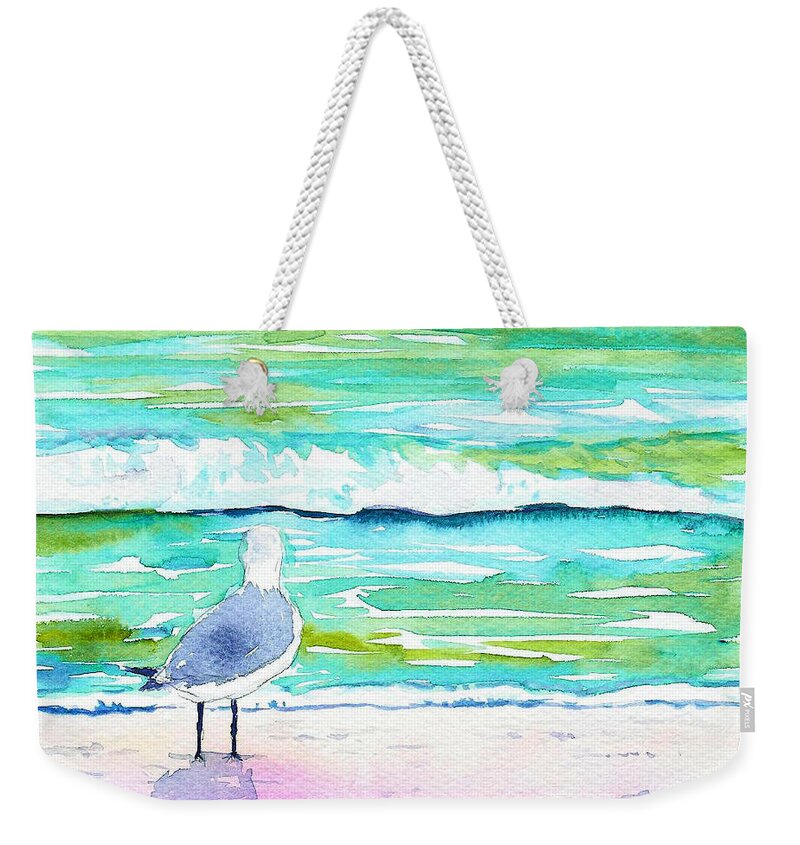 Seagull Weekender Tote Bag featuring the painting Gull by Anne Marie Brown