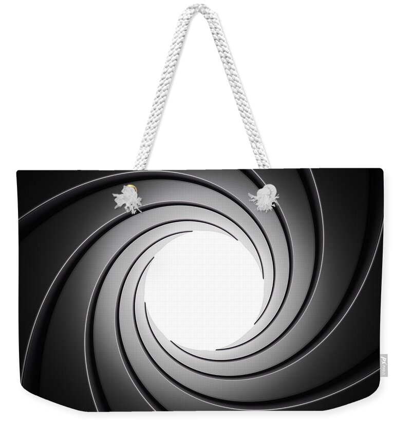 Barrel Weekender Tote Bag featuring the photograph Gun Barrel from Inside by Johan Swanepoel