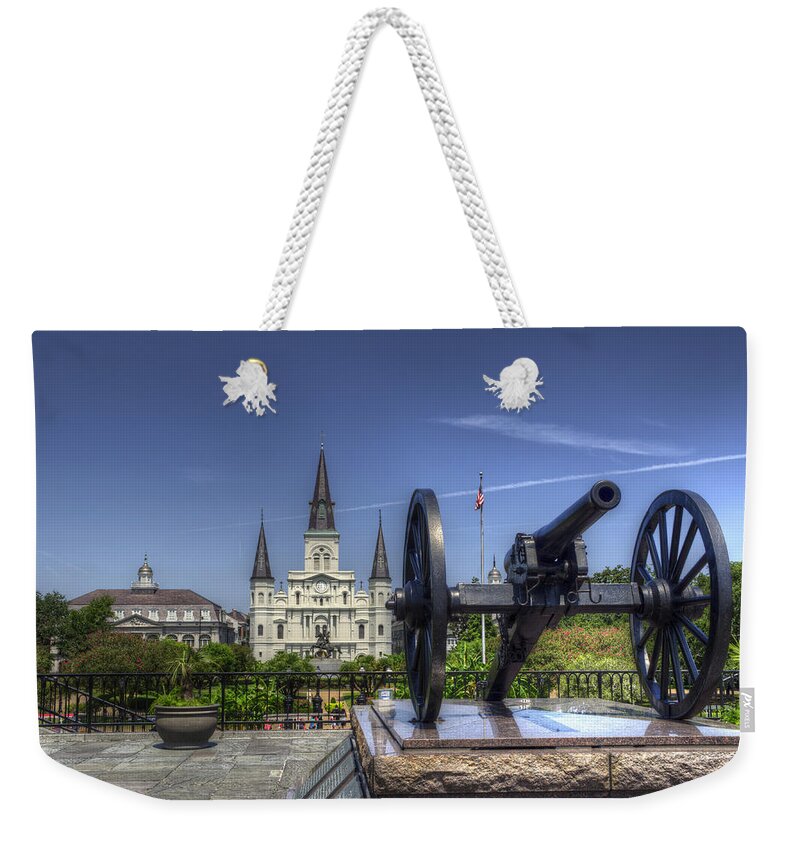 New Orleans Weekender Tote Bag featuring the photograph Gun General and God by Greg and Chrystal Mimbs