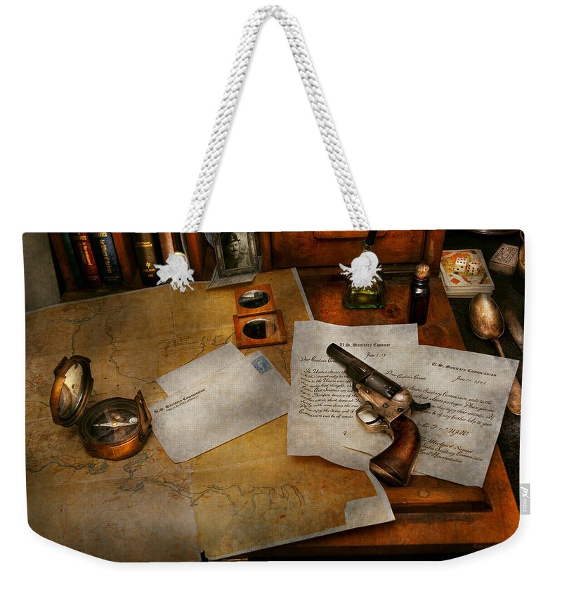 Self Weekender Tote Bag featuring the photograph Gun - The adventure of military life by Mike Savad