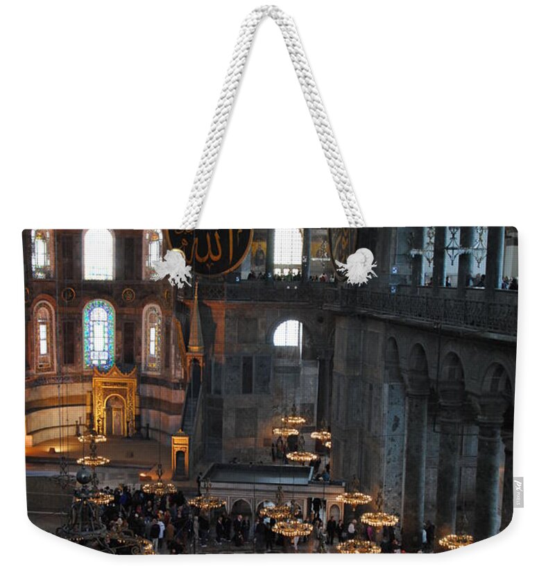 Hagia Sophia Weekender Tote Bag featuring the photograph Hagia Sophia Panorama by Jacqueline M Lewis