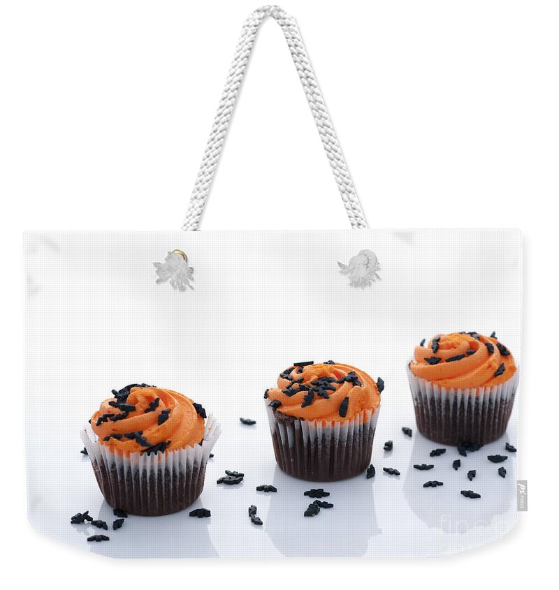 Baked Weekender Tote Bag featuring the photograph Halloween Cupcakes by Juli Scalzi