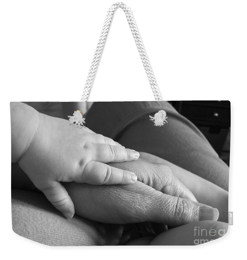 Children's Room Weekender Tote Bag featuring the photograph Our Hands by Valerie Reeves
