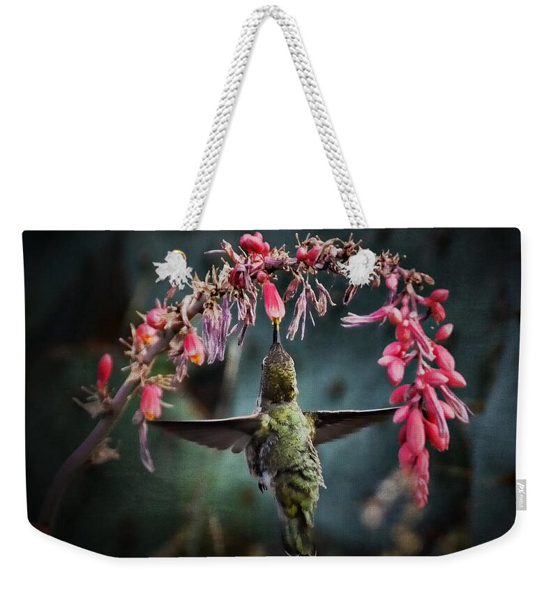 Anna's Hummingbird Weekender Tote Bag featuring the photograph Hang Time by Saija Lehtonen