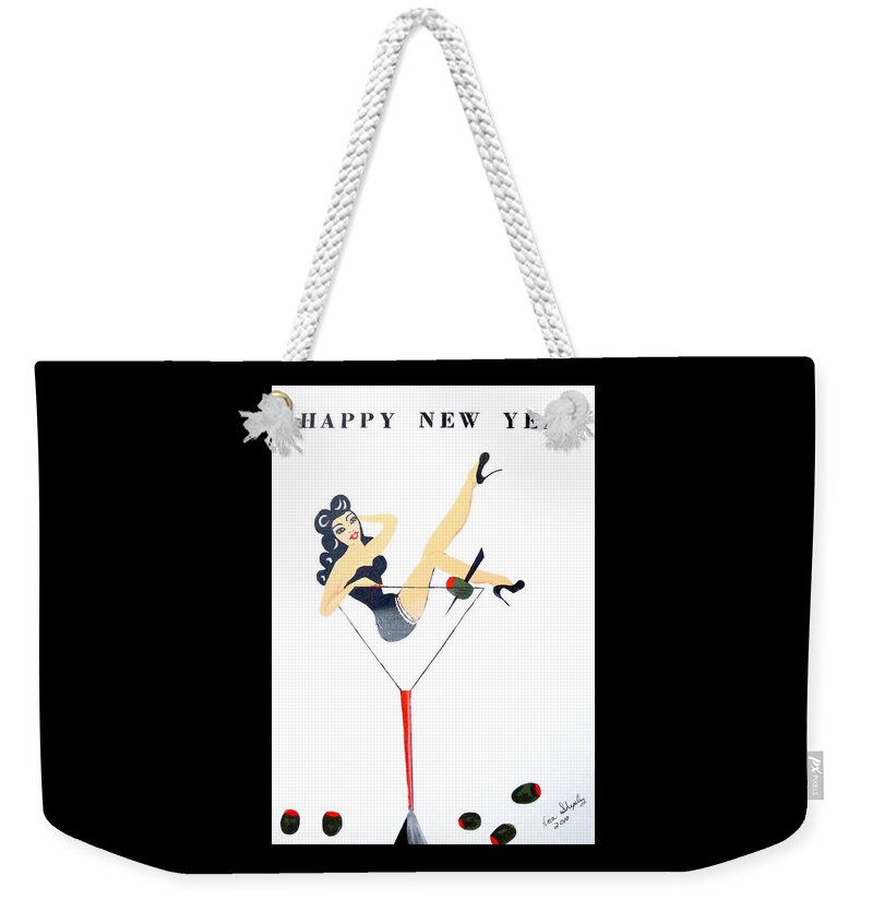 Happy New Year Weekender Tote Bag featuring the painting Happy New Year by Nora Shepley