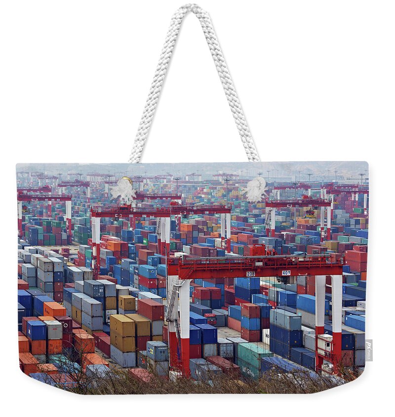 Freight Transportation Weekender Tote Bag featuring the photograph Harbor by Yifei Wang