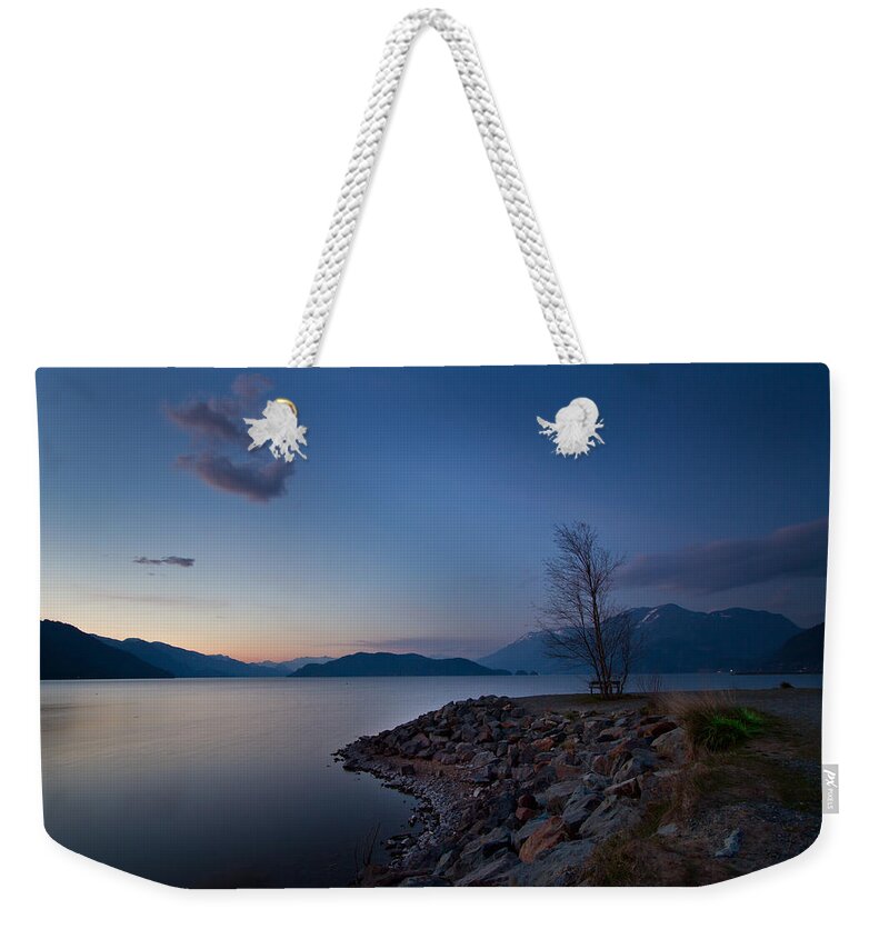 Harrison Weekender Tote Bag featuring the photograph Harrison lake BC Canada at twilight by Eti Reid