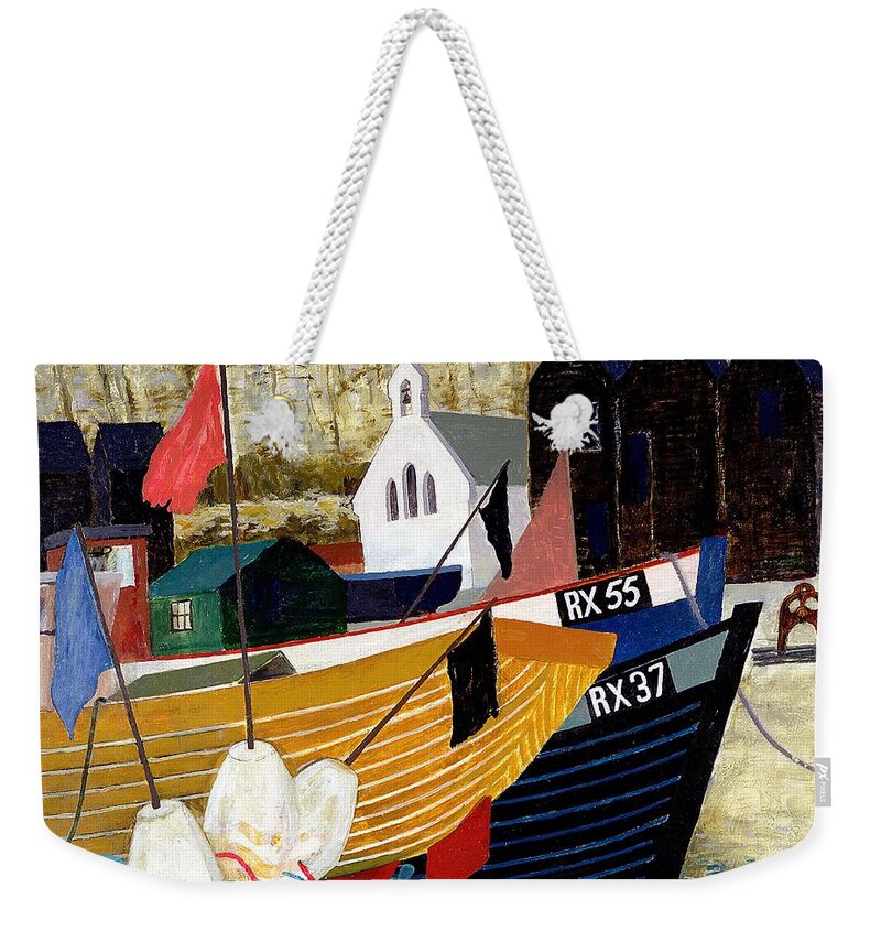 Coast Weekender Tote Bag featuring the painting Hastings Remembered by Eric Hains